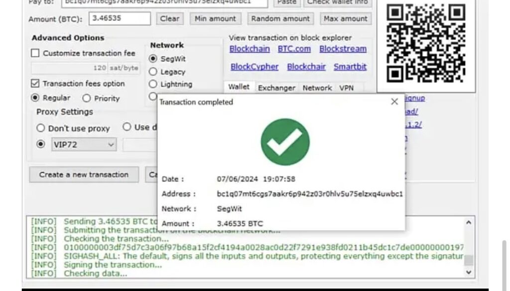 Fake bitcoin sender software