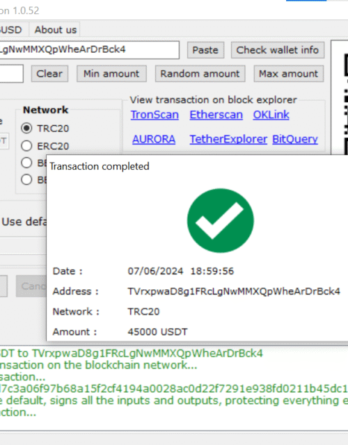 Fake usdt sender app